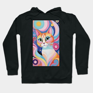 Cat's Chromatic Symphony: Abstract Feline Expression Hoodie